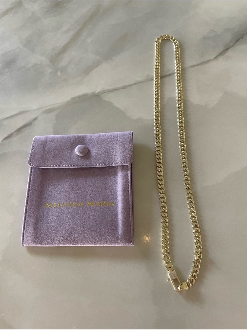 NWT Melinda Maria Gold “Julian Pavé Lock Necklace 5mm” - Picture 2 of 7